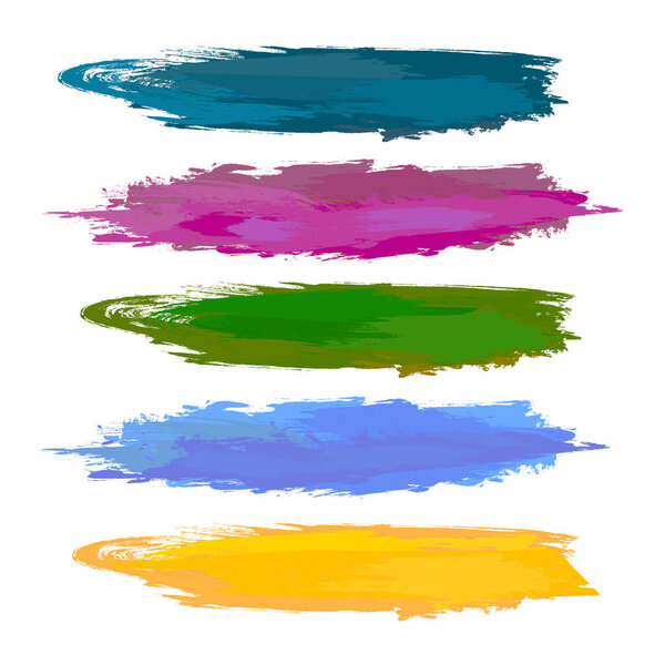 vector hand-drawing colored paint strokes on white background
