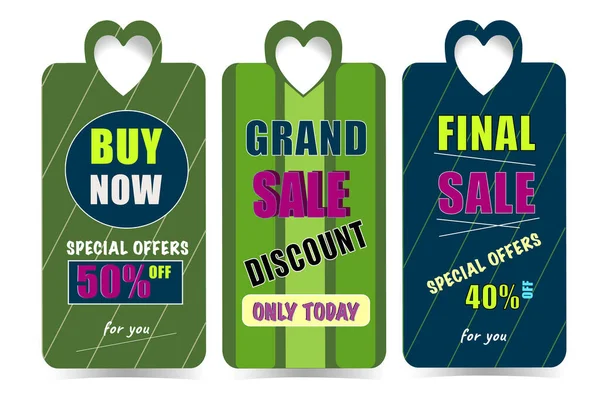  Büyük satış için yeşil etiketlerin vektör renk kümesi 
