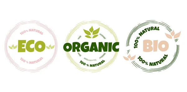 Icono Ecología Plantilla Logotipo Con Hojas Verdes Para Productos Ecológicos — Vector de stock