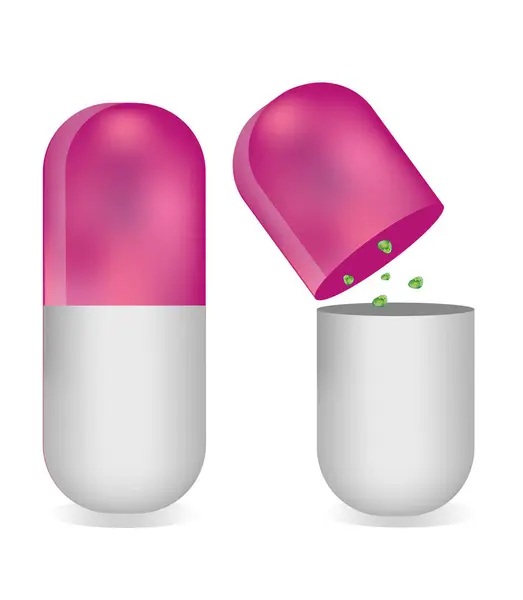 Pembe hap düz simgesi beyaz arkaplanda izole edildi. Vektör illüstrasyonu.