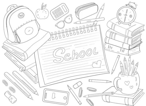 okula, okul malzemelerine, boyama kitaplarına