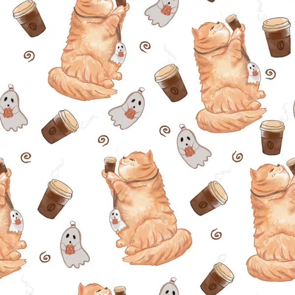 Kahveli zencefilli kedi ve küçük bir hayalet.