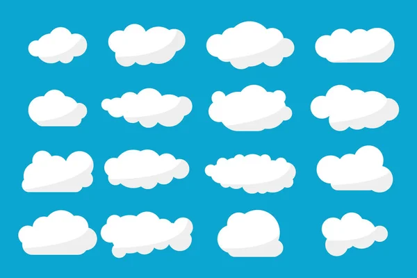 White Clouds Gray Shadows Blue Background Many Styles Choose — Stock Vector