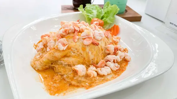 Condensed Egg Rice Food Thailand Thai Food Has Eggs Shrimp — Stock Photo, Image