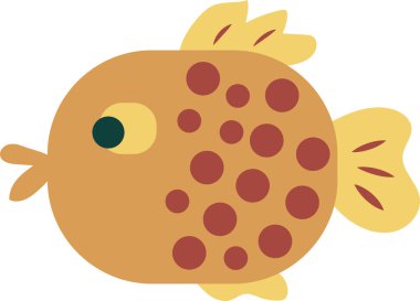 Şirin Deniz Balığı Sealife Karakteri Çizim Elementi