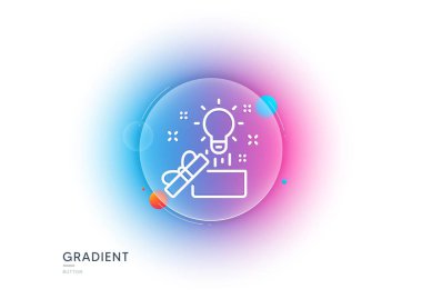 Kutu çizgisi simgesinden. Gradyan bulanıklık düğmesi ve cam morfizmi. Yaratıcılık işareti. Fikir sembollü hediye kutusu. Şeffaf cam tasarımı. Yaratıcı fikir çizgisi ikonu. Vektör