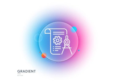 Bölünmüş belge satırı simgesi. Gradyan bulanıklık düğmesi ve cam morfizmi. Mühendislik dişli araç tabelası. Çarklı dişli sembolü. Şeffaf cam tasarımı. Bölünmüş belge satırı simgesi. Vektör