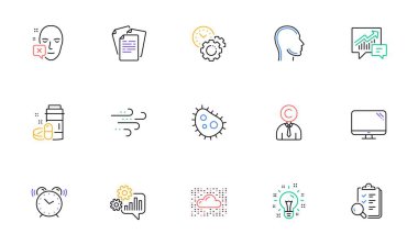 Telif Hakları, Bilgisayar ve Belgeler web sitesi, yazdırma için simgeler. Alarm saati koleksiyonu, zaman yönetimi, Face 'in geri çevrilmiş simgeleri. Tıbbi ilaçlar, fikir, internet elementleri. Çarklı. Vektör