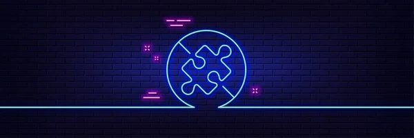 Neonlichteffekt Kein Puzzlezeilen Symbol Puzzleteil Zeichen Unternehmerische Herausforderung Linie Neon — Stockvektor