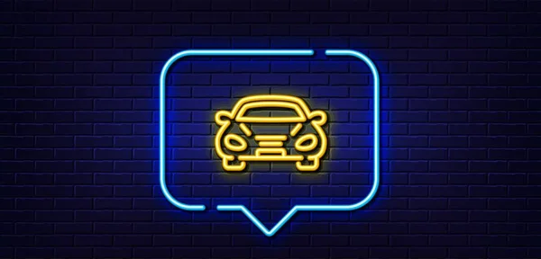 Neonowa Bańka Mowy Ikona Linii Transportu Samochodowego Znak Pojazdu Transportowego — Wektor stockowy