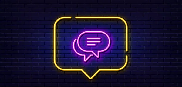 Neon Light Speech Bubble Text Message Line Icon Chat Comment — Stock Vector