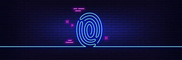 Neon Ljus Glöd Effekt Fingeravtrycksikonen Digital Fingeravtrycksskylt Biometrisk Avsökningssymbol Linje — Stock vektor