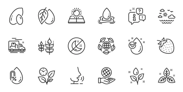 Outline Set Travel Sea Gluten Free Safe Planet Line Icons — Stock Vector