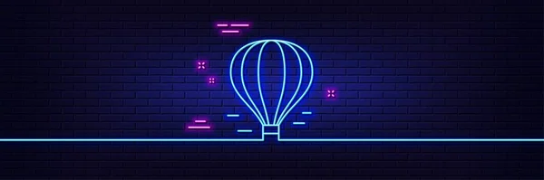 Neon Ljus Glöd Effekt Luftballong Linje Ikon Flyg Transport Med — Stock vektor