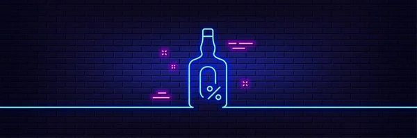 Neon Light Glow Effect Alcohol Free Line Icon Whiskey Bottle — Stock Vector