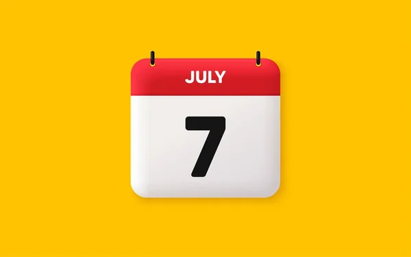 Calendario Fecha Icono Séptimo Día Del Mes Icono Fecha Programación — Vector de stock