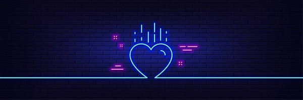 Neon Ljus Glöd Effekt Ikon För Hjärtlinjen Kärlek Känslomässiga Tecken — Stock vektor