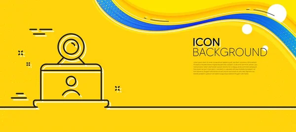 Videoconferentie Lijn Icoon Abstracte Gele Achtergrond Online Trainingsteken Webcamera Symbool — Stockvector