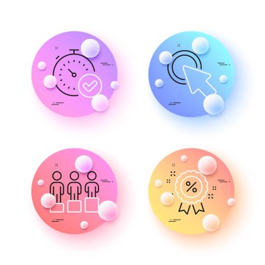 İndirim, buraya tıklayın ve hızlı doğrulama asgari satır simgeleri. 3 boyutlu küreler ya da top düğmeleri. Eşitlik simgeleri. İnternet, uygulama, baskı için. İndirimli alışveriş, düğme, zamanlayıcı. Sosyal eşitlik. Vektör