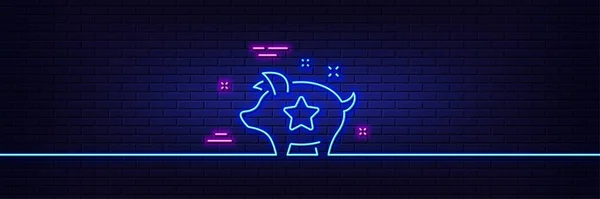 Neon Licht Gloed Effect Loyaliteit Punten Lijn Icoon Bonusvarken Korting — Stockvector