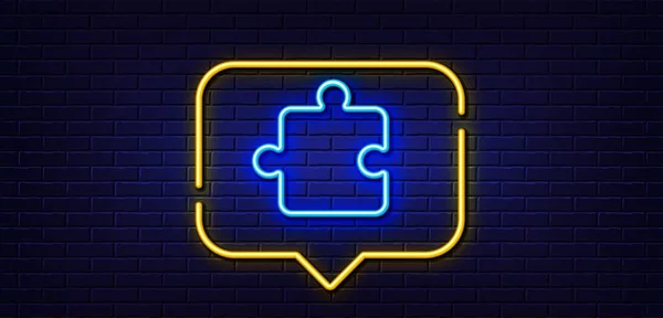 Neonlicht Sprechblase Puzzleteil Linie Symbol Jigsaw Spiel Form Zeichen Geschäftsstrategisches — Stockvektor