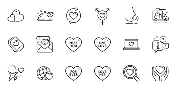 Outline Set Genders Friends World Love Letter Line Icons Web — Stock Vector