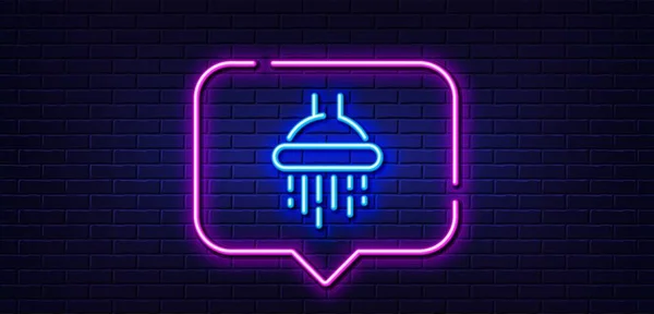 Neonowa Bańka Mowy Ikona Linii Prysznicowej Znak Łazienki Symbol Obsługi — Wektor stockowy