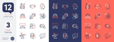 Toplantı, Ödül uygulaması ve Konuşma iletileri satırı simgeleri. Uyku, Kirli Maske, Temiz Gömlek ikonları dahil. Stres, kalbini tut, cüzdan ağı elementleri. İş istatistikleri. Çift renkli taslak simgesi. Vektör