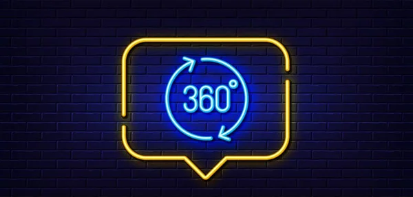 Neon Light Speech Bubble 360 Degrees Line Icon Simulation Sign — Stock Vector