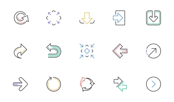 Pfeil Symbole Herunterladen Synchronisieren Und Teilen Lineares Navigationssymbolset Zweifarbige Umrisse — Stockvektor