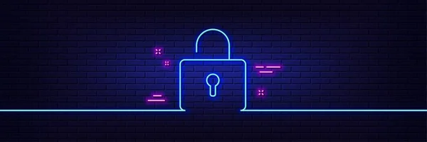 Neon Ljus Glöd Effekt Lås Linjeikonen Privat Skåp Tecken Lösenordskrypteringssymbol — Stock vektor