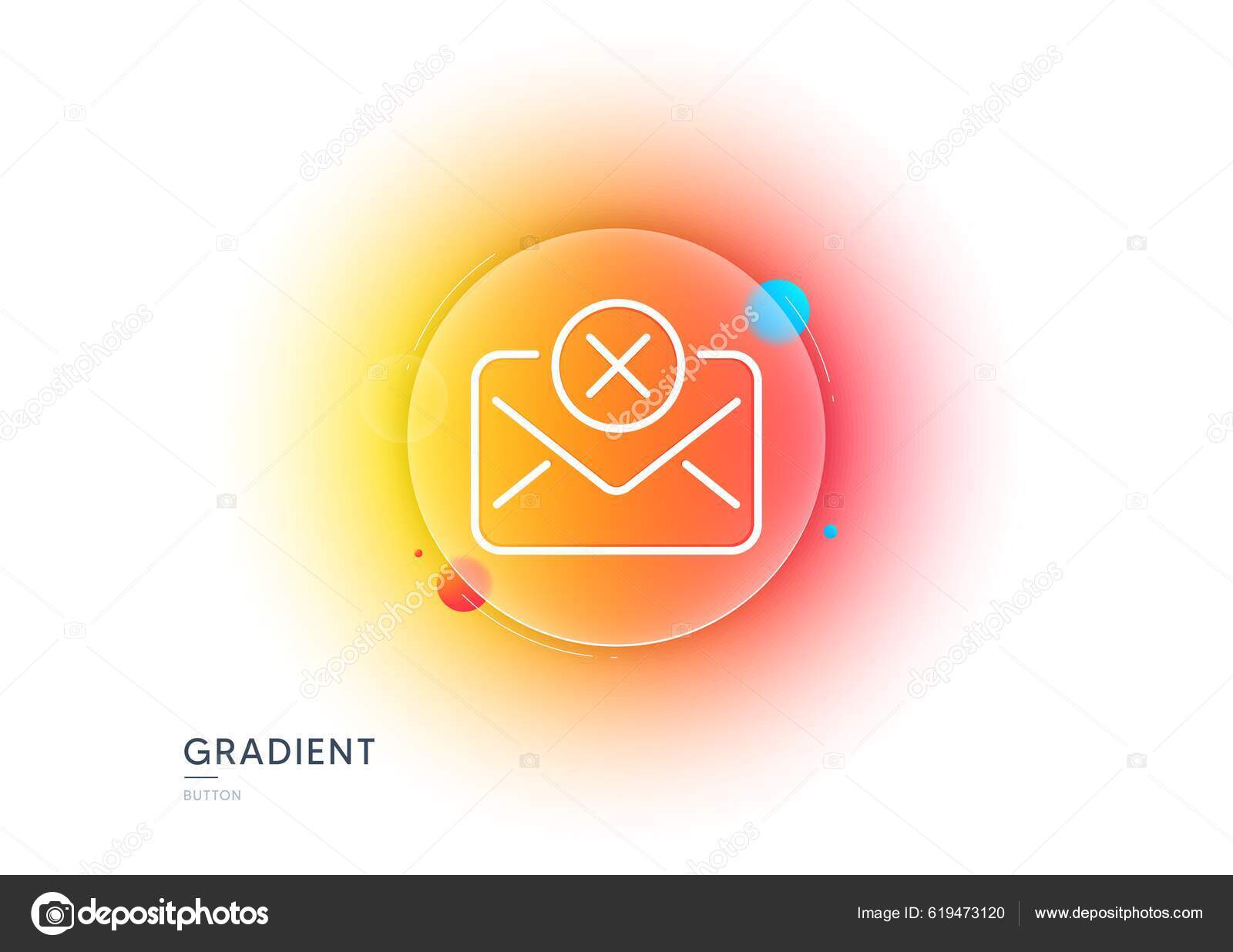 Reject Mail Line Icon Gradient Blur Button Glassmorphism Delete Message ...