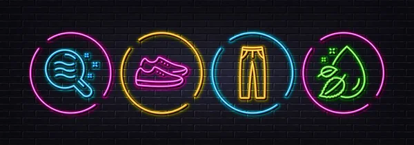 Condición Piel Zapatos Pantalones Iconos Línea Mínima Luces Láser Neón — Archivo Imágenes Vectoriales