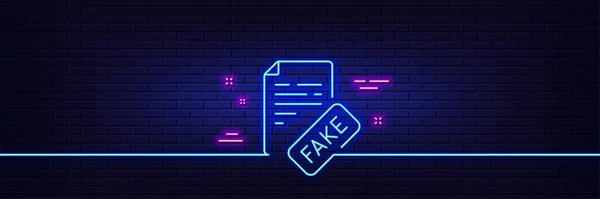 Neon Light Glow Effect Fake News Line Icon Propaganda Conspiracy — Stock Vector