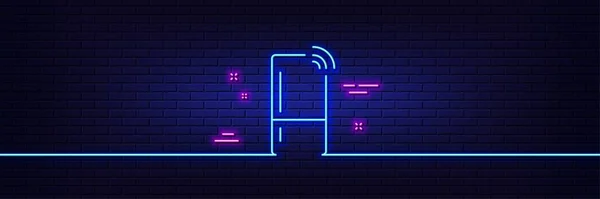 Neon Licht Gloed Effect Koelkast Met Wifi Functie Lijn Pictogram — Stockvector