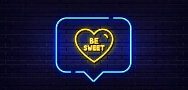 Neon Light Speech Bubble Sweet Line Icon Sweet Heart Sign — Stock Vector
