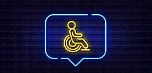 Неонова Лампочка Мовлення Піктограма Лінії Інвалідності Знак Користувача Інвалідного Візка — стоковий вектор