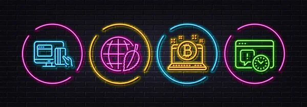 Bitcoin Umwelttag Und Online Zahlungs Minimalzeilen Symbole Neon Laser Lichter — Stockvektor