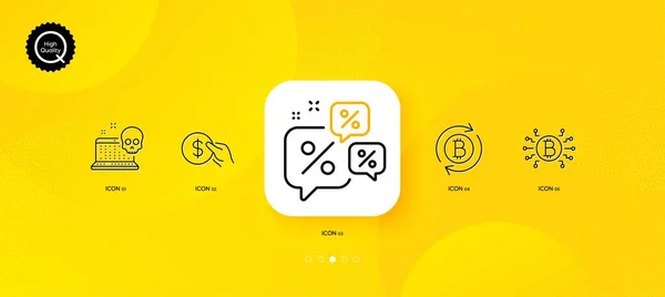 Payment Refresh Bitcoin Discounts Chat Minimal Line Icons Yellow Abstract — Stock Vector
