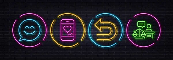 Love Chat Undo Smile Chat Minimal Line Icons Neon Laser — Stock Vector