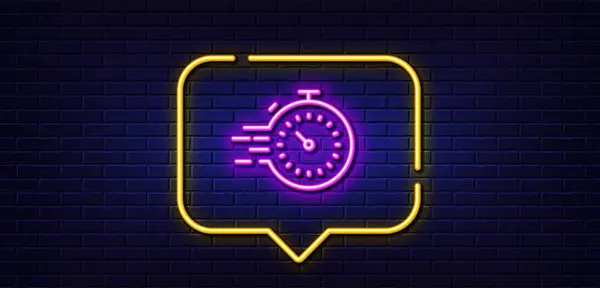 Neon Light Speech Bubble Timer Line Icon Time Management Sign —  Vetores de Stock