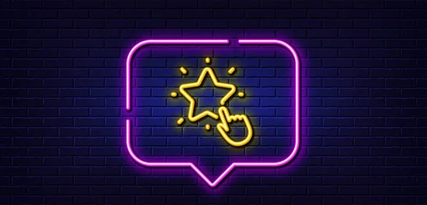 Neon Light Speech Bubble Ranking Star Line Icon Click Rating — Stock Vector