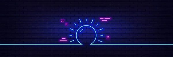 Neon Ljus Glöd Effekt Soligt Väder Prognos Linje Ikon Sommarsolens — Stock vektor