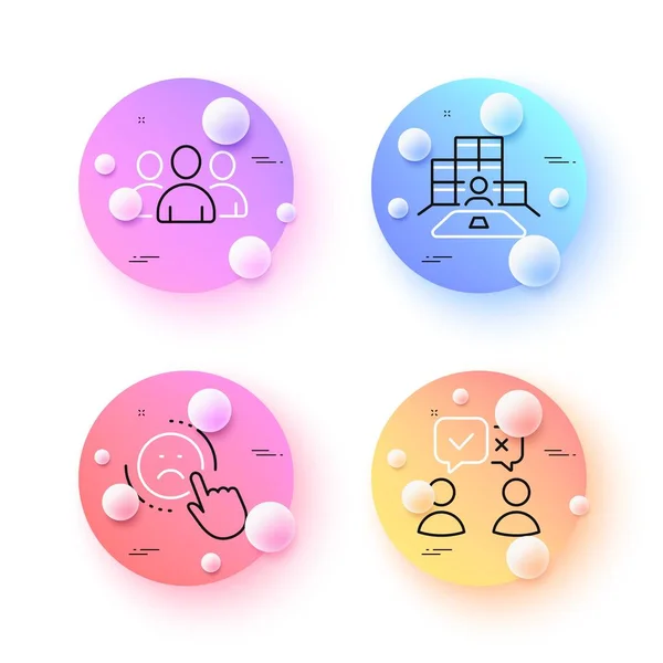 人々は投票 嫌いと最小限のラインアイコンをグループ化 3D球やボールボタン 目録アイコン Web アプリケーション 印刷用 インターネットチャット 負のフィードバック ユーザーのグループ — ストックベクタ