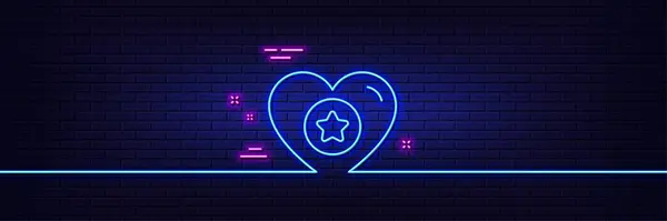 Φαινόμενο Λάμψης Νέον Εικονίδιο Γραμμής Καρδιάς Και Αστεριών Αγαπημένο Σημάδι — Διανυσματικό Αρχείο