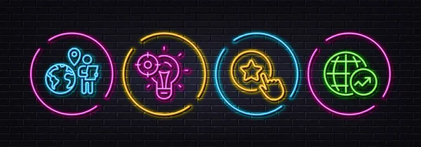 Hűségcsillag Outsourcing Munka Seo Ötlet Minimális Vonal Ikonok Neon Lézer — Stock Vector