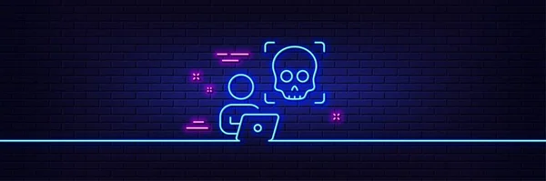 Neonový Světelný Efekt Ikona Kybernetické Linie Znamení Hrozby Ransomwaru Symbol — Stockový vektor