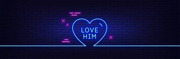 Neonlichteffekt Ich Liebe Ihn Herzensanliegen Valentinstag Symbol Linie Neon Glühen — Stockvektor