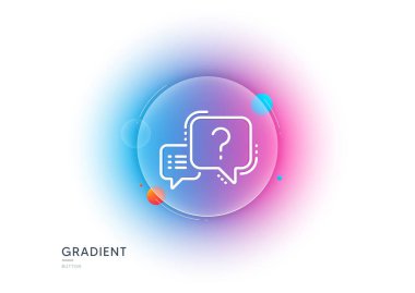 Soru işareti simgesi. Gradyan bulanıklık düğmesi ve cam morfizmi. Sınav sohbet balonu tabelası. Şeffaf cam tasarımı. Soru işareti simgesi. Vektör