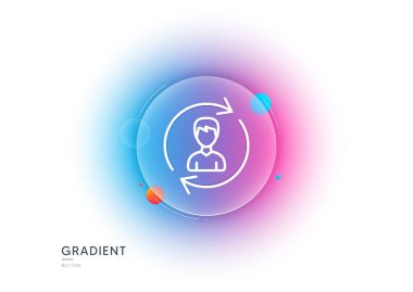 İnsan Kaynakları çizgi simgesi. Gradyan bulanıklık düğmesi ve cam morfizmi. Kullanıcı Profili işareti. Erkek silueti sembolü. Yenile ya da Güncelle işareti. Şeffaf cam tasarımı. Vektör